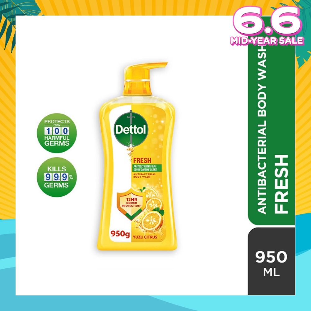 Dettol Fresh Antibacterial Body Wash Yuzu Citrus 950g,