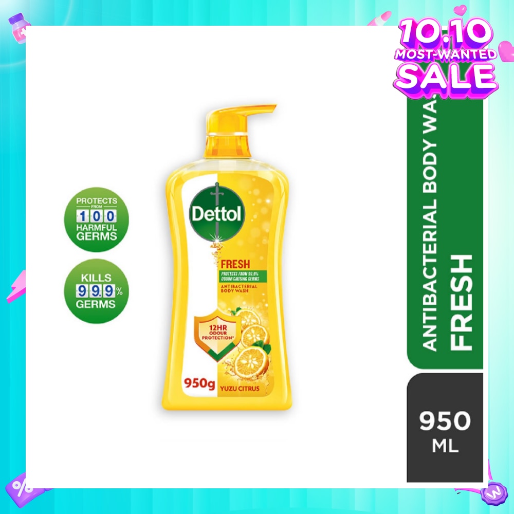 Dettol Fresh Antibacterial Body Wash Yuzu Citrus 950g,