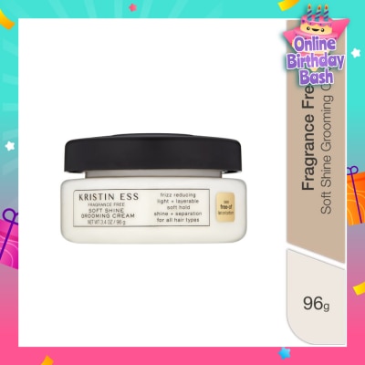 KRISTIN ESS HAIR Fragrance Free Soft Shine Grooming Cream (Frizz Reducing Light + Layerable Soft Hold Shine + Separation All Hair Types) 96g