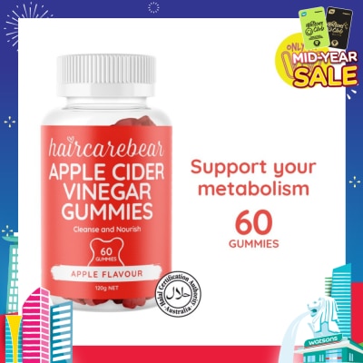 HAIRCAREBEAR Apple Cider Vinegar Gummies (Support Metabolism, Detoxifies Stomach) 60s