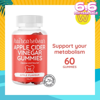 HAIRCAREBEAR Apple Cider Vinegar Gummies (Support Metabolism, Detoxifies Stomach) 60s