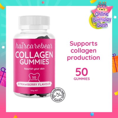 HAIRCAREBEAR Collagen Gummies Strawberry (Supports Collagen Production, Keep Skin Looking Beautiful And Wrinkle Free) 50s