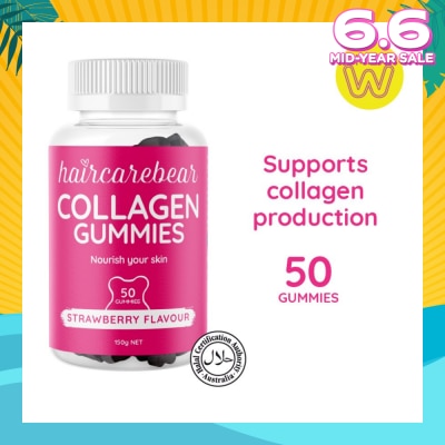 HAIRCAREBEAR Collagen Gummies Strawberry (Supports Collagen Production, Keep Skin Looking Beautiful And Wrinkle Free) 50s