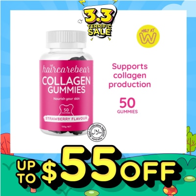HAIRCAREBEAR Collagen Gummies Strawberry (Supports Collagen Production, Keep Skin Looking Beautiful And Wrinkle Free) 50s