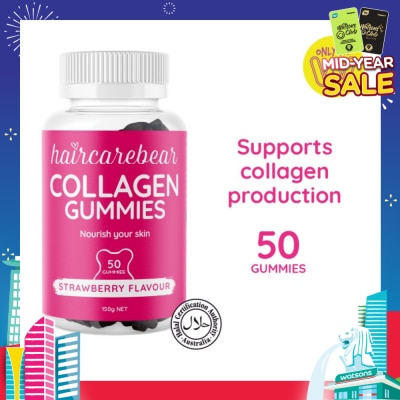 HAIRCAREBEAR Collagen Gummies Strawberry (Supports Collagen Production, Keep Skin Looking Beautiful And Wrinkle Free) 50s
