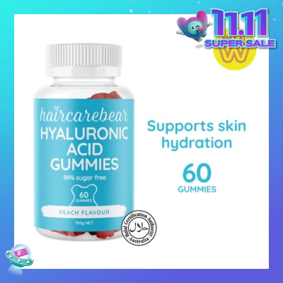 HAIRCAREBEAR Hyaluronic Acid Peach Gummies (Supports Skin Hydration, Keep Your Skin Moisturized And Beautifully Dewy) 60s