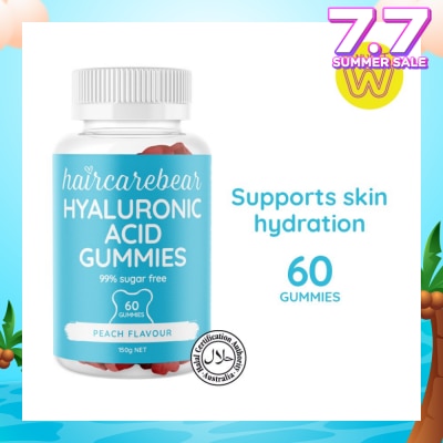 HAIRCAREBEAR Hyaluronic Acid Peach Gummies (Supports Skin Hydration, Keep Your Skin Moisturized And Beautifully Dewy) 60s