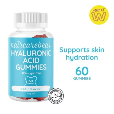 HAIRCAREBEAR Hyaluronic Acid Peach Gummies (Supports Skin Hydration, Keep Your Skin Moisturized And Beautifully Dewy) 60s