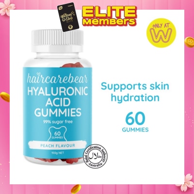 HAIRCAREBEAR Hyaluronic Acid Peach Gummies (Supports Skin Hydration, Keep Your Skin Moisturized And Beautifully Dewy) 60s (Expiry: Sep`2026)
