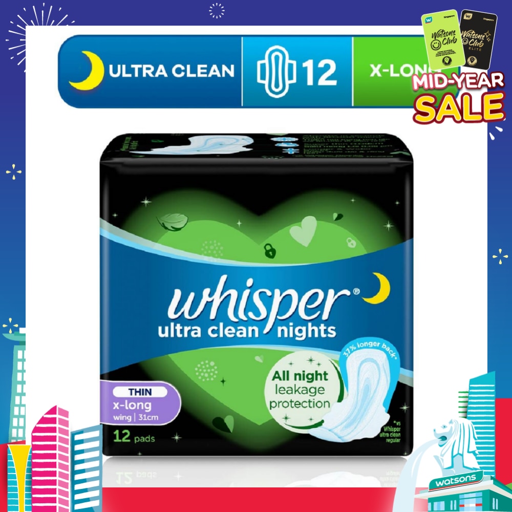 Ultra Clean X-Long Sanitary Pad Thin Wings 31cm (For Heavy Day or Night Use) 12s