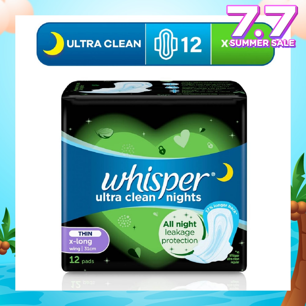 Ultra Clean X-Long Sanitary Pad Thin Wings 31cm (For Heavy Day or Night Use) 12s
