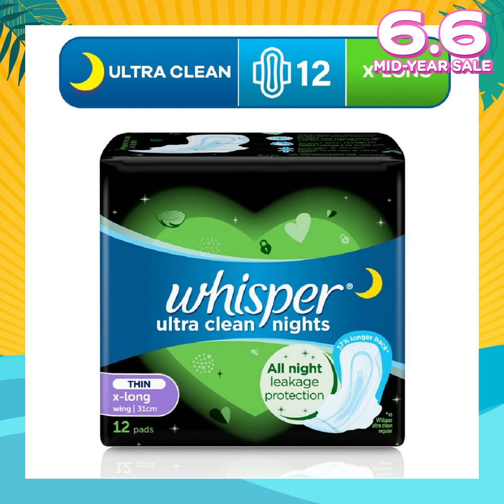 Ultra Clean X-Long Sanitary Pad Thin Wings 31cm (For Heavy Day or Night Use) 12s