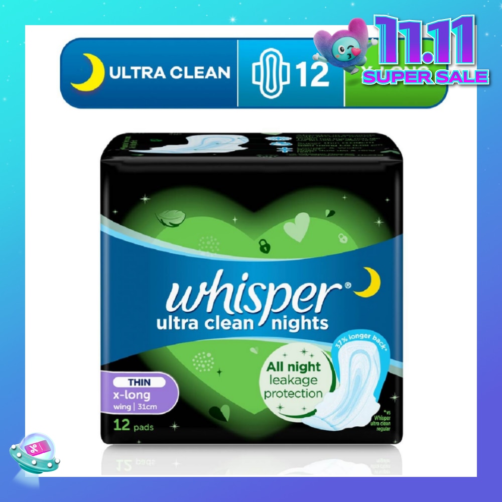 Ultra Clean X-Long Sanitary Pad Thin Wings 31cm (For Heavy Day or Night Use) 12s
