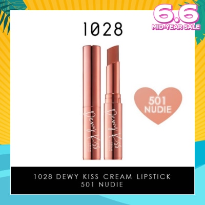 1028 Dewy Kiss Cream Lipstick (501 Nudie) Gives You An Undeniable Kissable Pout With Juicy Shine, 3g