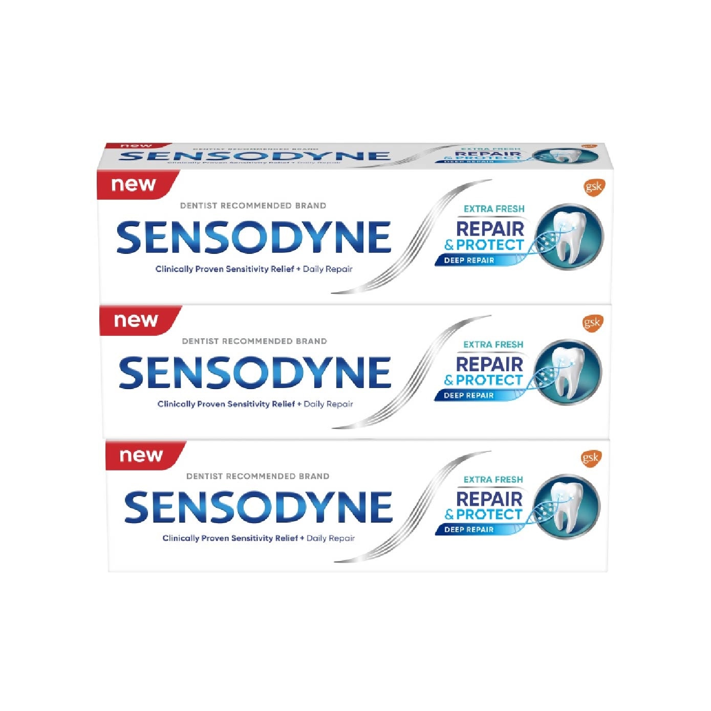 Sensitive Teeth Oral Care Toothpaste Deep Repair & Protect Extra Fresh Bundle Set 1s image