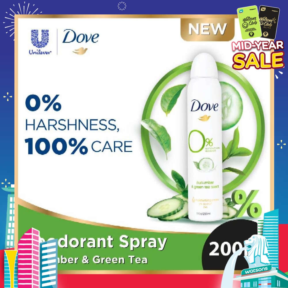 Dove 0% aluminium salts deodorant (Cucumber & Green Tea scent) 200ml