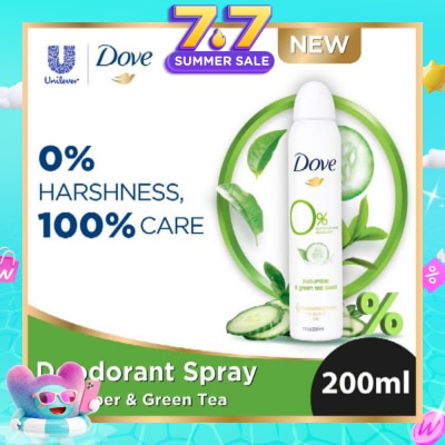 DOVE - Dove 0% aluminium salts deodorant (Cucumber & Green Tea scent) 200ml (Expiry: Feb`2027)