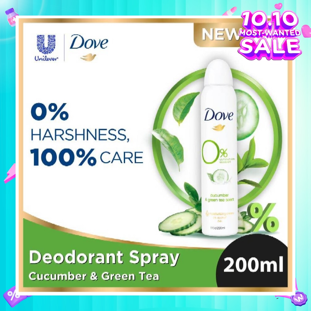Dove 0% aluminium salts deodorant (Cucumber & Green Tea scent) 200ml