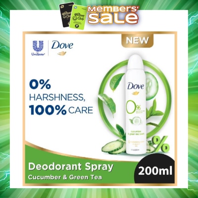 DOVE - Dove 0% aluminium salts deodorant (Cucumber & Green Tea scent) 200ml (Expiry: Feb`2027)
