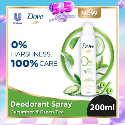 DOVE - Dove 0% aluminium salts deodorant (Cucumber & Green Tea scent) 200ml (Expiry: Feb`2027)