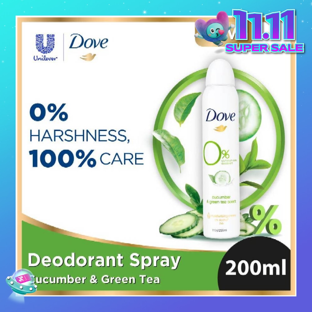 Dove 0% aluminium salts deodorant (Cucumber & Green Tea scent) 200ml
