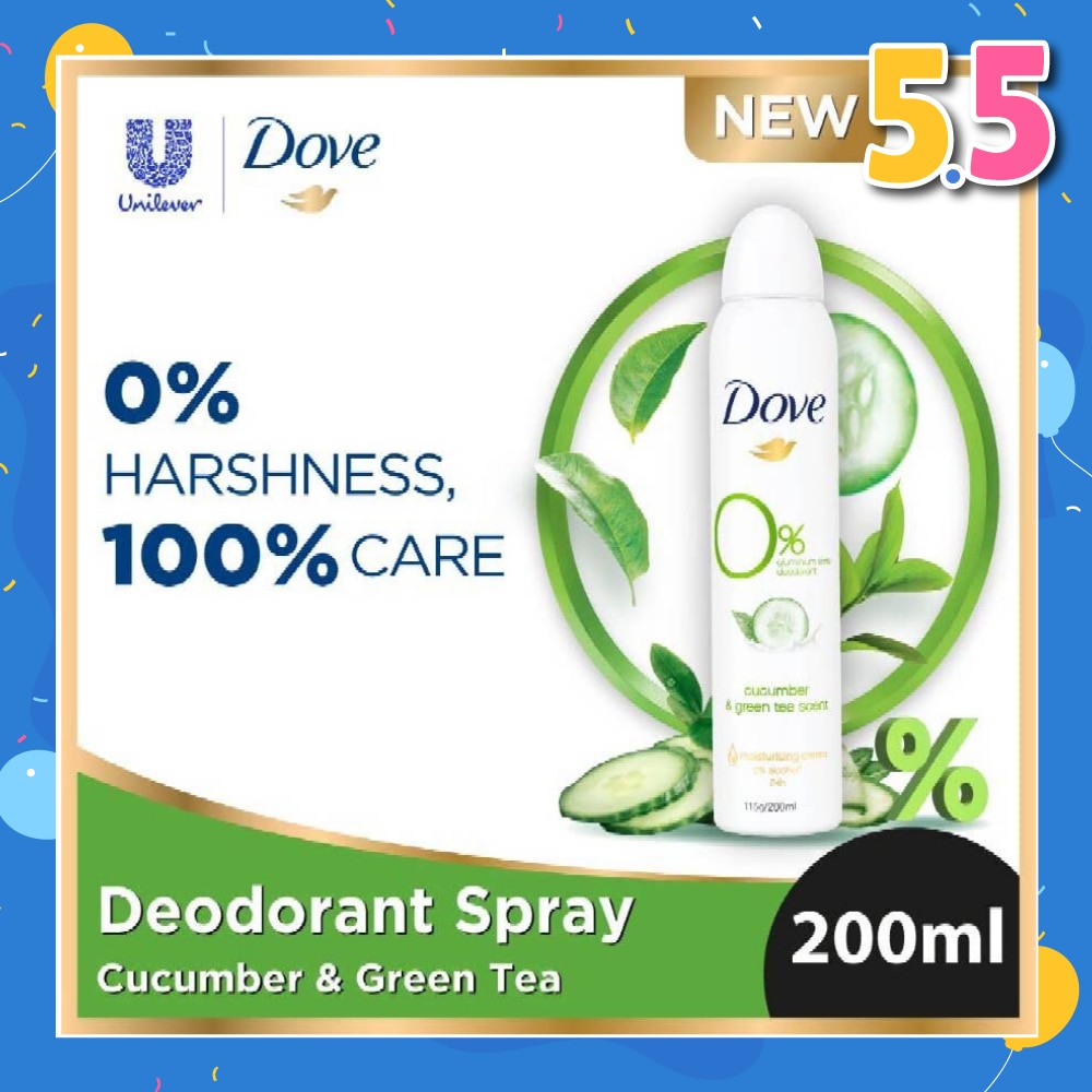Dove 0% aluminium salts deodorant (Cucumber & Green Tea scent) 200ml
