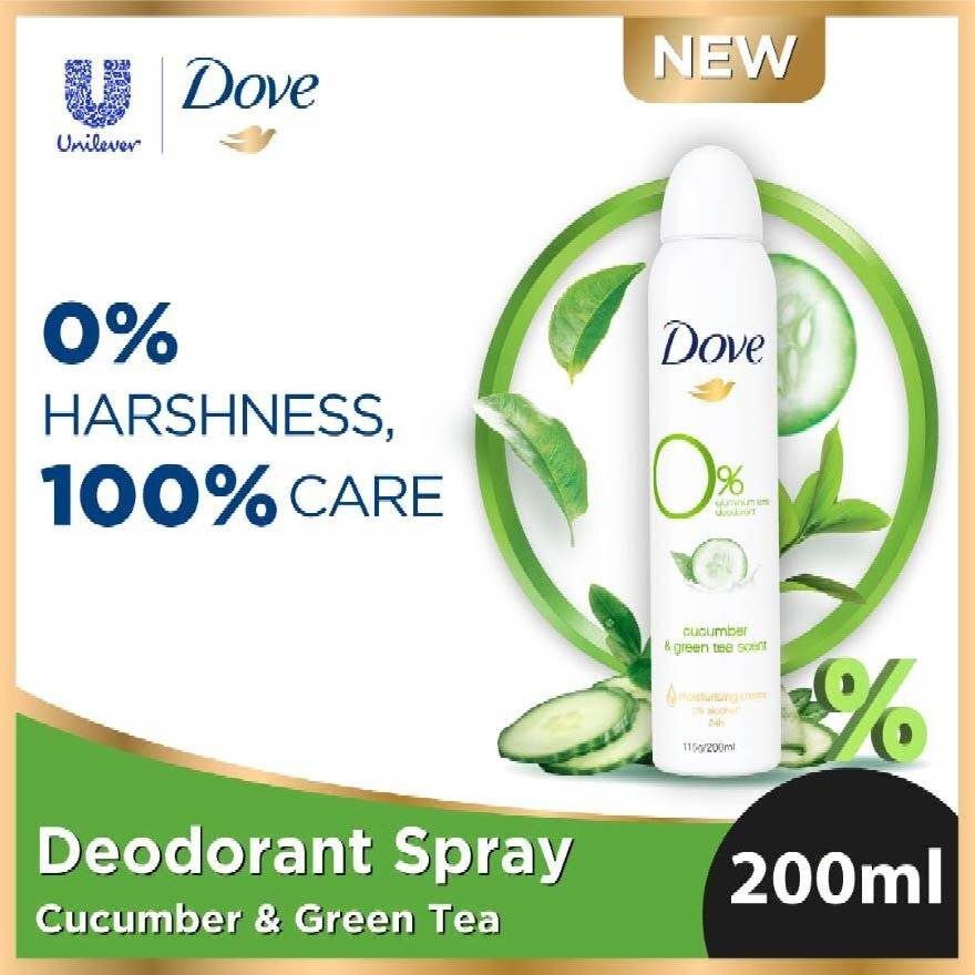 Dove 0% aluminium salts deodorant (Cucumber & Green Tea scent) 200ml