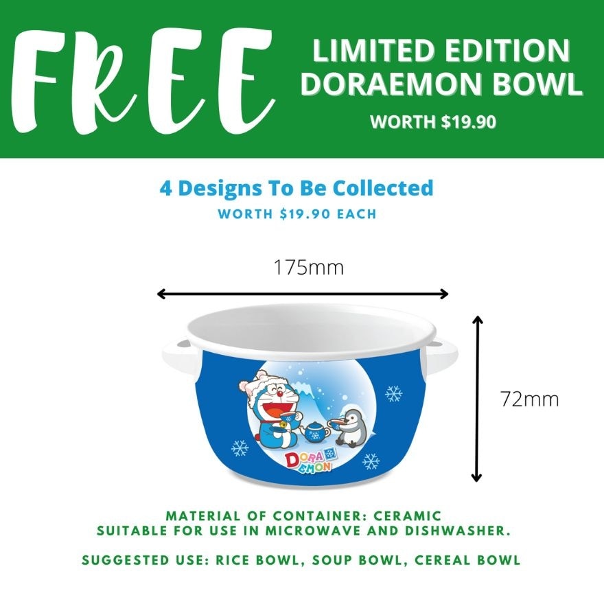 Double Action Multicare Toothpaste Promo Packset consists 180g x 3s + Free Limitd Edition Doraemon Bowl 1s (*Designs Issued at Random)