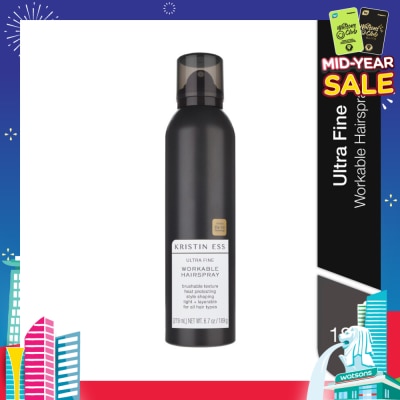 KRISTIN ESS HAIR Ultra Fine Workable Hairspray (Heat Protecting, Brushable Texture & For All Hair Types) 219ml