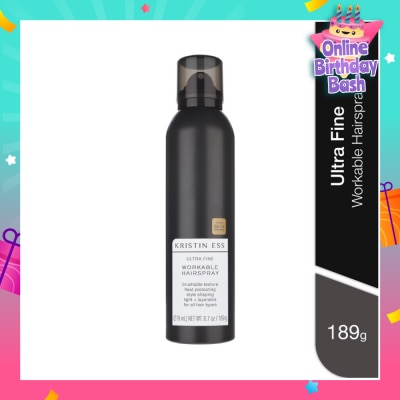 KRISTIN ESS HAIR Ultra Fine Workable Hairspray (Heat Protecting, Brushable Texture & For All Hair Types) 219ml
