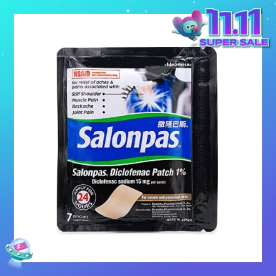 SALONPAS® Diclofenac Patch (For Body Ache + Muscle Pain Relief) 7s