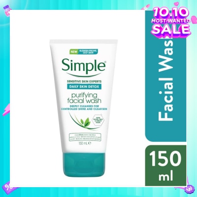 SIMPLE Daily Skin Detox Purifying Face Wash (For Healthy Looking, Smooth And Clear Skin) 150ml