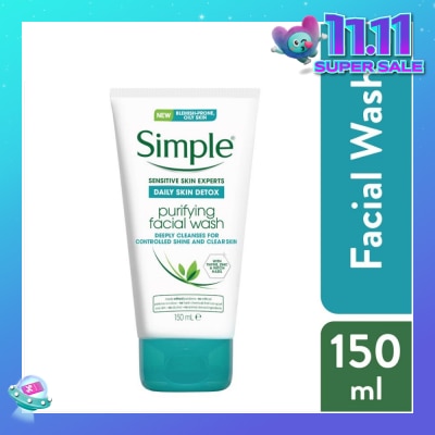 SIMPLE Daily Skin Detox Purifying Face Wash (For Healthy Looking, Smooth And Clear Skin) 150ml