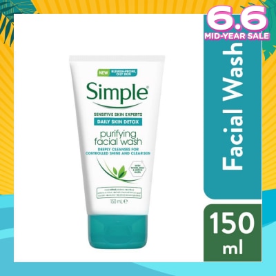 SIMPLE Daily Skin Detox Purifying Face Wash (For Healthy Looking, Smooth And Clear Skin) 150ml
