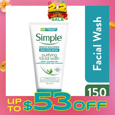 SIMPLE Daily Skin Detox Purifying Face Wash (For Healthy Looking, Smooth And Clear Skin) 150ml