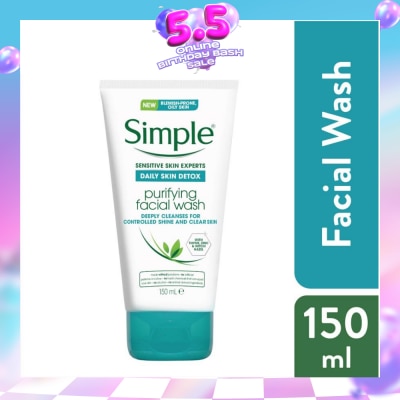 SIMPLE - Daily Skin Detox Purifying Face Wash (For Healthy Looking, Smooth And Clear Skin) 150ml