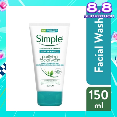 SIMPLE Daily Skin Detox Purifying Face Wash (For Healthy Looking, Smooth And Clear Skin) 150ml