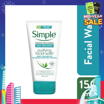 SIMPLE Daily Skin Detox Purifying Face Wash (For Healthy Looking, Smooth And Clear Skin) 150ml