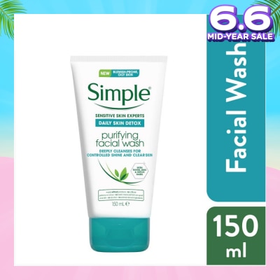 SIMPLE Daily Skin Detox Purifying Face Wash (For Healthy Looking, Smooth And Clear Skin) 150ml