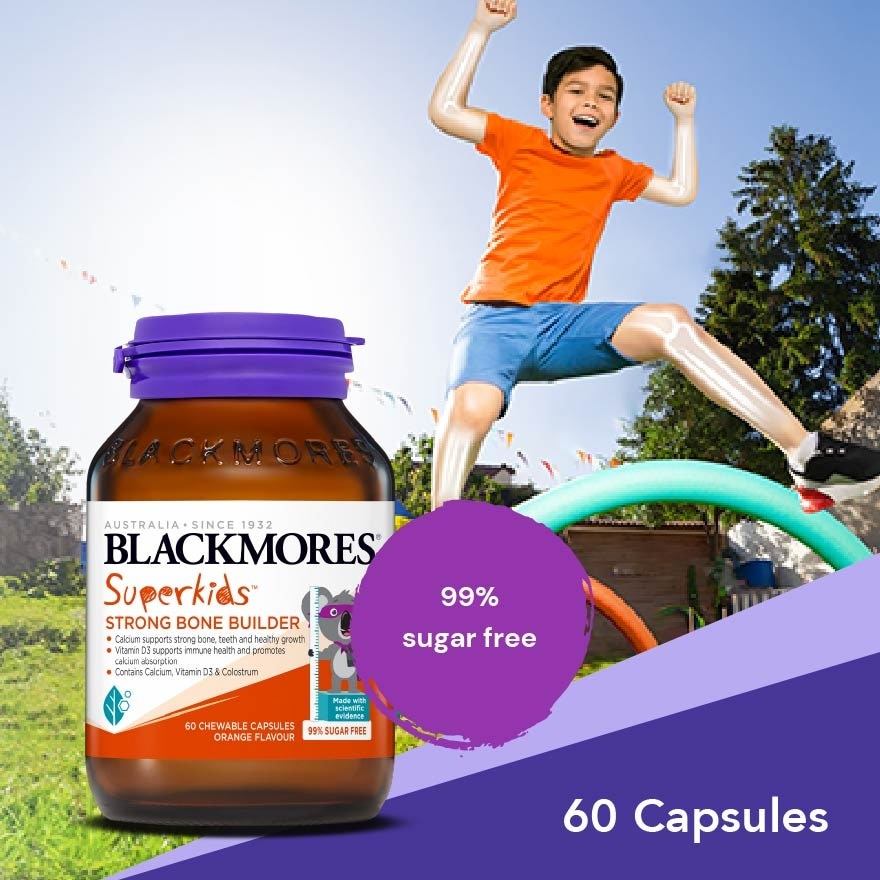 Superkids Strong Bone Builder Orange Chewable Capsule (To Supports Strong Bone, Teeth, Healthy Growth, Immune Health & Promotes Calcium Absorption) 60s