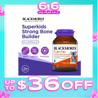 BLACKMORES - Superkids Strong Bone Builder Orange Chewable Capsule (To Supports Strong Bone, Teeth, Healthy Growth, Immune Health & Promotes Calcium Absorption) 60s