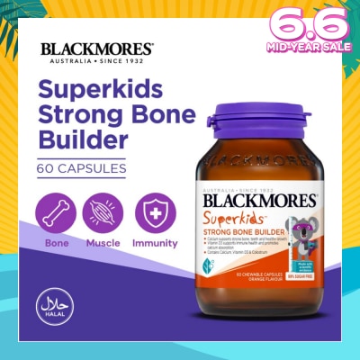 BLACKMORES Superkids Strong Bone Builder Orange Chewable Capsule (To Supports Strong Bone, Teeth, Healthy Growth, Immune Health & Promotes Calcium Absorption) 60s