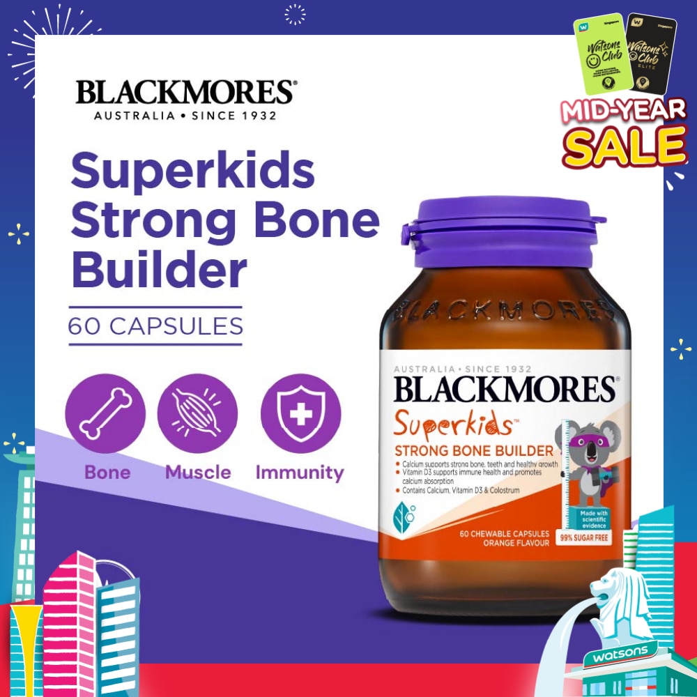 Superkids Strong Bone Builder Orange Chewable Capsule (To Supports Strong Bone, Teeth, Healthy Growth, Immune Health & Promotes Calcium Absorption) 60s