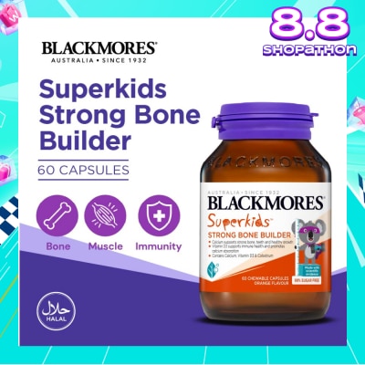 BLACKMORES Superkids Strong Bone Builder Orange Chewable Capsule (To Supports Strong Bone, Teeth, Healthy Growth, Immune Health & Promotes Calcium Absorption) 60s