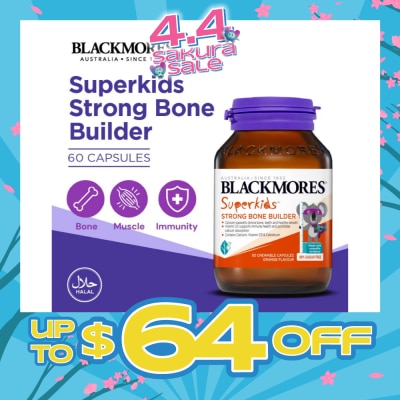 BLACKMORES - Superkids Strong Bone Builder Orange Chewable Capsule (To Supports Strong Bone, Teeth, Healthy Growth, Immune Health & Promotes Calcium Absorption) 60s