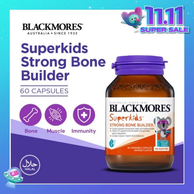 BLACKMORES Superkids Strong Bone Builder Orange Chewable Capsule (To Supports Strong Bone, Teeth, Healthy Growth, Immune Health & Promotes Calcium Absorption) 60s (Expiry: Jul`2026)