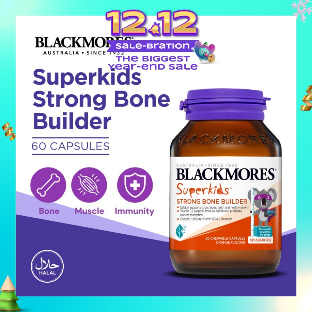 Superkids Strong Bone Builder Orange Chewable Capsule (To Supports Strong Bone, Teeth, Healthy Growth, Immune Health & Promotes Calcium Absorption) 60s (Expiry: Jul`2026)