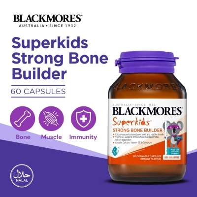 BLACKMORES Superkids Strong Bone Builder Orange Chewable Capsule (To Supports Strong Bone, Teeth, Healthy Growth, Immune Health & Promotes Calcium Absorption) 60s