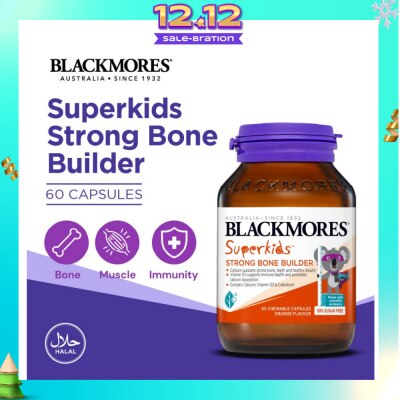 BLACKMORES Superkids Strong Bone Builder Orange Chewable Capsule (To Supports Strong Bone, Teeth, Healthy Growth, Immune Health & Promotes Calcium Absorption) 60s (Expiry: Jul`2026)