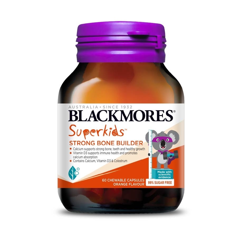 Superkids Strong Bone Builder Orange Chewable Capsule (To Supports Strong Bone, Teeth, Healthy Growth, Immune Health & Promotes Calcium Absorption) 60s